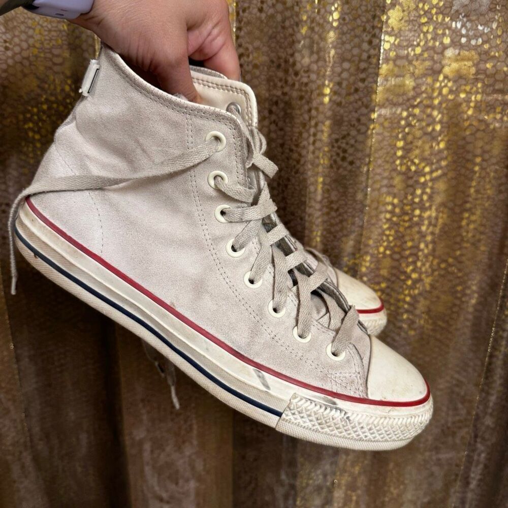 Converse Chuck Taylor All Star Pro Egret Suede High Top Sneakers USED 10